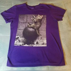 4/$20 Cat on wrecking ball t shirt